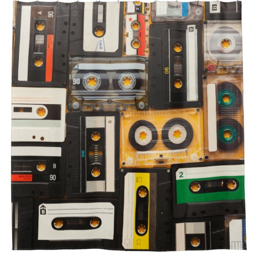 Retro-Audiokassettenband Duschvorhang (Vorderseite)