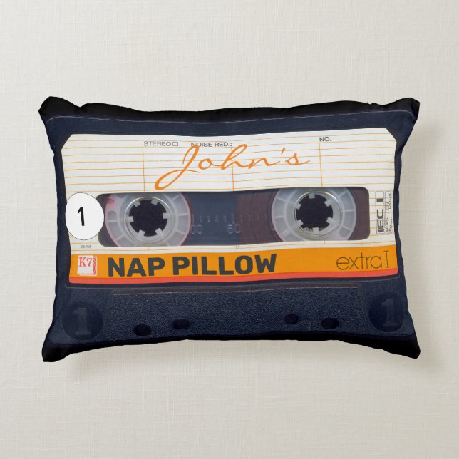 Retro Audiotape Cassette 80er personalisiert Akzen Dekokissen (Vorderseite)