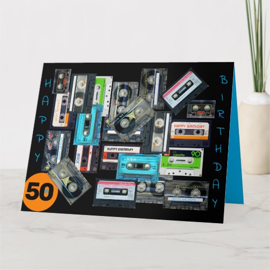 Retro Audiotape Cassette Mixtape Name Geburtstag B Karte (Vorderseite)
