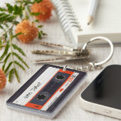 Retro Audiotape Mixtape Kassette OW personalisiert Schlüsselanhänger (Vorderseite rechts)