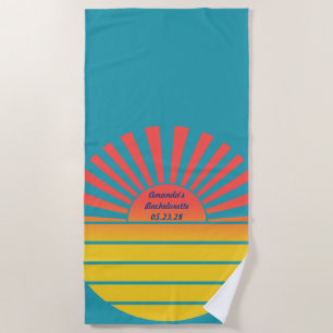Retro aufgehende Sonne Junggesellinnenabschied Bla Strandtuch