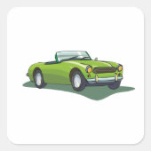 Retro-Aufkleber für konvertible grüne Autos Quadratischer Aufkleber (Vorderseite)