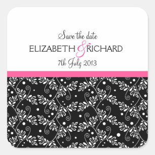 Retro-Aufkleber mit Schwarz-weißer Blüte "Save the Quadratischer Aufkleber