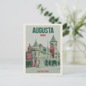 Retro Augusta Maine, ehemaliges Postamt Postkarte (Stehend Vorderseite)