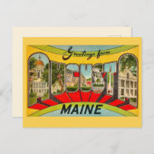 Retro Augusta ME Greetings Postcard Postkarte (Vorne/Hinten)