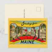 Retro Augusta ME Gruß Postkarte (Vorne/Hinten)