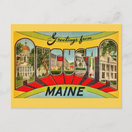 Retro Augusta ME Gruß Postkarte (Vorderseite)