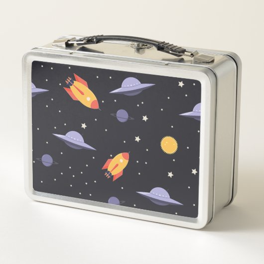 Retro-Außenraum Mit Monogramm Metall Brotdose (Rückseite)