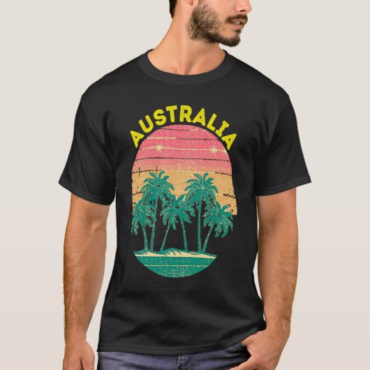 Retro Australia Vacation Souvenir Palm Tree T-Shirt (Vorderseite)