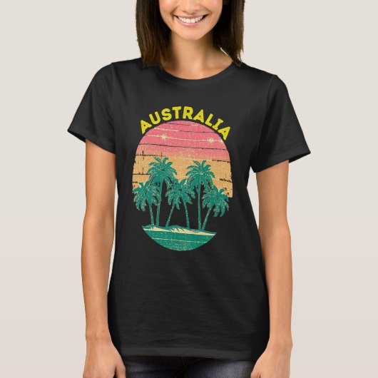 Retro Australia Vacation Souvenir Palm Tree T-Shirt (Vorderseite)