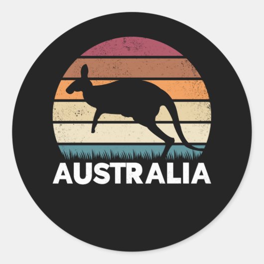 Retro Australian Animal Jumping Kangaroo Runder Aufkleber (Vorderseite)