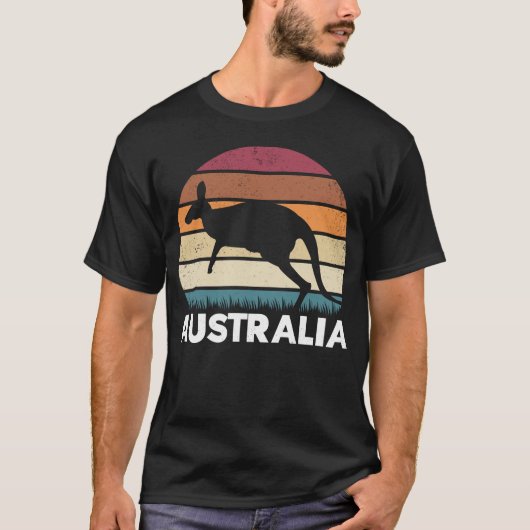 Retro Australian Animal Jumping Kangaroo T-Shirt (Vorderseite)