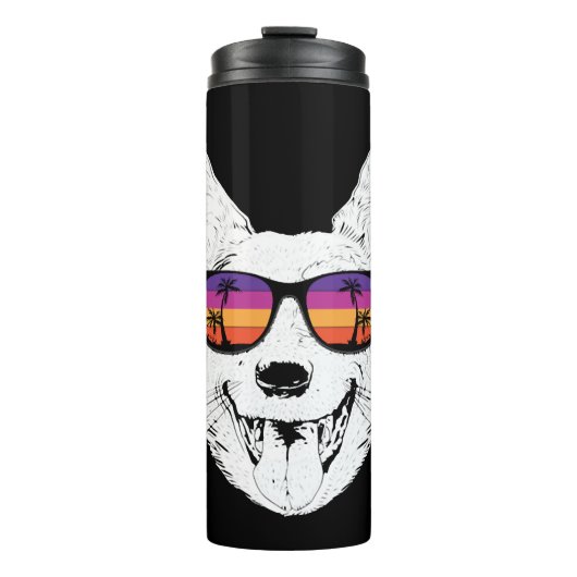 Retro Australian Cattle Dog Sunglasses Thermosbecher (Vorderseite)