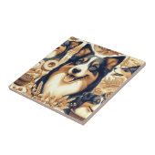 Retro Australian Shepherd Illustration Fliese (Seite)