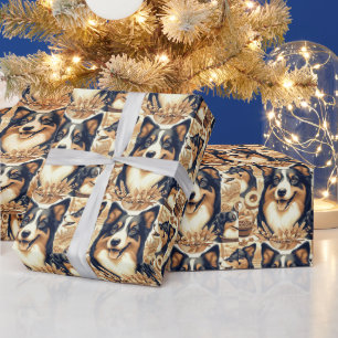 Retro Australian Shepherd Illustration Geschenkpapier