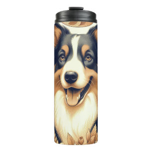 Retro Australian Shepherd Illustration Thermosbecher