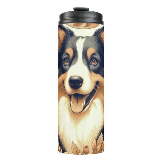 Retro Australian Shepherd Illustration Thermosbecher (Vorderseite)
