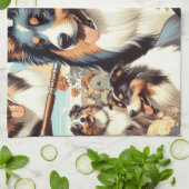 Retro Australian Shepherd Nahtlose Malerei Geschirrtuch (Gefaltet)