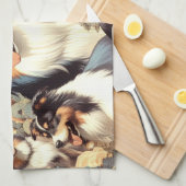 Retro Australian Shepherd Nahtlose Malerei Geschirrtuch (Viertel Falte)