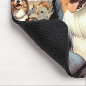 Retro Australian Shepherd Nahtlose Malerei Mousepad (Ecke)