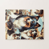 Retro Australian Shepherd Nahtlose Malerei Puzzle (Horizontal)