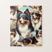 Retro Australian Shepherd Nahtlose Malerei Puzzle (Vertikal)