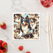 Retro Australian Shepherd Nahtlose Malerei Serviette (Beispiel)