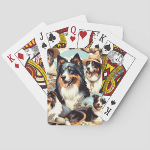 Retro Australian Shepherd Nahtlose Malerei Spielkarten