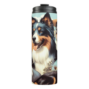 Retro Australian Shepherd Nahtlose Malerei Thermosbecher