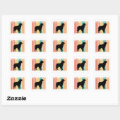 Retro Australian Shepherd Silhouette Quadratischer Aufkleber (Blatt)