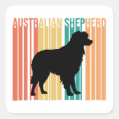Retro Australian Shepherd Silhouette Quadratischer Aufkleber (Vorderseite)