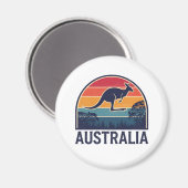 Retro Australian Sunset Animal Jumping Kangaroo Magnet (Vorderseite/Rückseite)