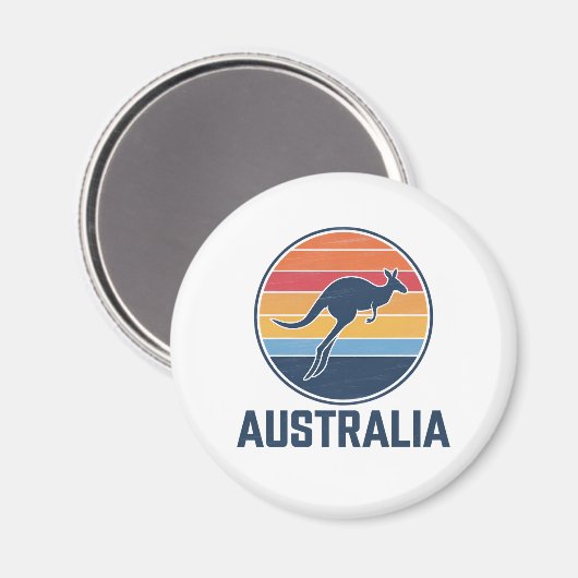 Retro Australian Sunset Animal Jumping Kangaroo Magnet (Vorderseite/Rückseite)