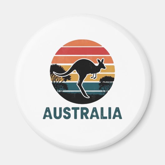 Retro Australian Sunset Animal Jumping Kangaroo Magnet (Vorne)