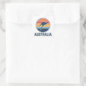 Retro Australian Sunset Animal Jumping Kangaroo Quadratischer Aufkleber (Tasche)