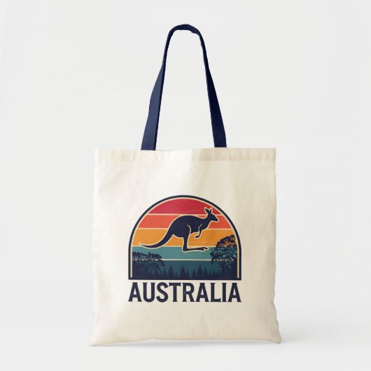 Retro Australian Sunset Animal Jumping Kangaroo Tragetasche (Vorne)