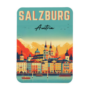 Retro Austria Hauptstadt salzburg skyline Magnet