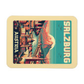 Retro Austria Hauptstadt salzburg skyline Magnet (Horizontal)