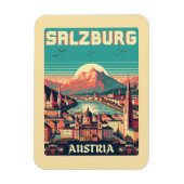 Retro Austria Hauptstadt salzburg skyline Magnet (Vertikal)