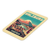 Retro Austria Hauptstadt salzburg skyline Magnet (Linke Seite)