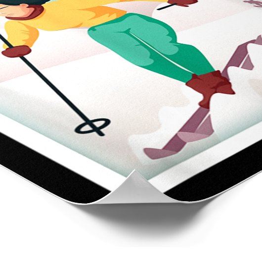 Retro Austria Ski Motiv mit Ski- und Skistöcken Poster (Ecke)