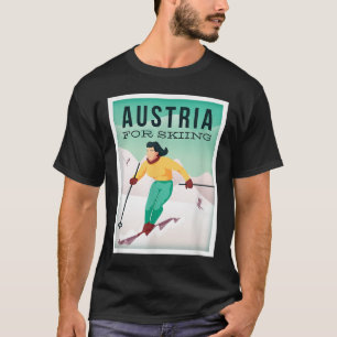 Retro Austria Ski Motiv mit Ski- und Skistöcken T-Shirt
