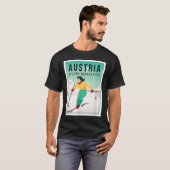 Retro Austria Ski Motiv mit Ski- und Skistöcken T-Shirt (Vorne ganz)