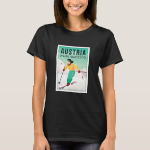 Retro Austria Skilift Motif mit Ski- und Skistöcke T-Shirt