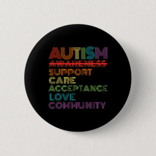 Retro Autism Awareness Teacher School of Women Me Button