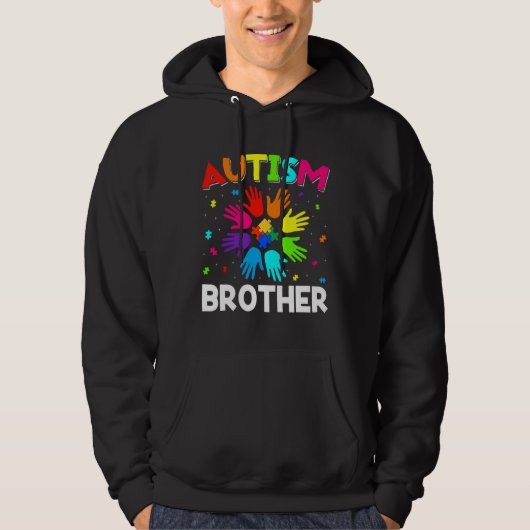 Retro Autism Awareness US Flag Bruder Unterstützun Hoodie (Vorderseite)