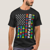 Retro Autism Awareness USA Flag Papa Support Autis T-Shirt (Vorderseite)