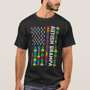 Retro Autism-Bewusstsein USA-Flagge Grampa-Unterst T-Shirt