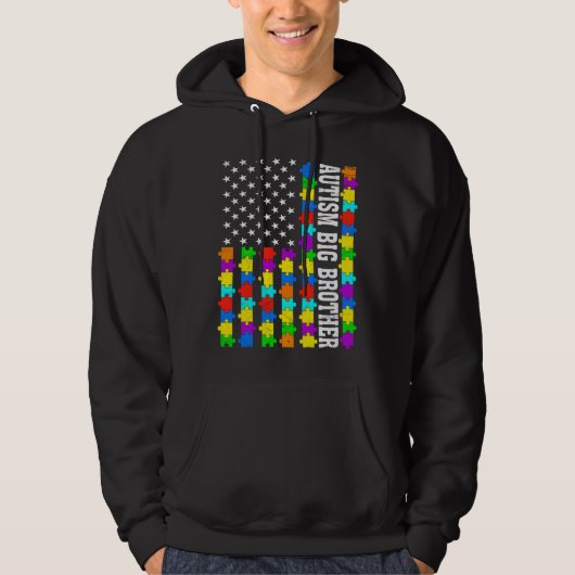 Retro Autism Big Brother American Flag Liebe Autis Hoodie (Vorderseite)