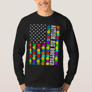Retro Autism Big Brother American Flag Liebe Autis T-Shirt